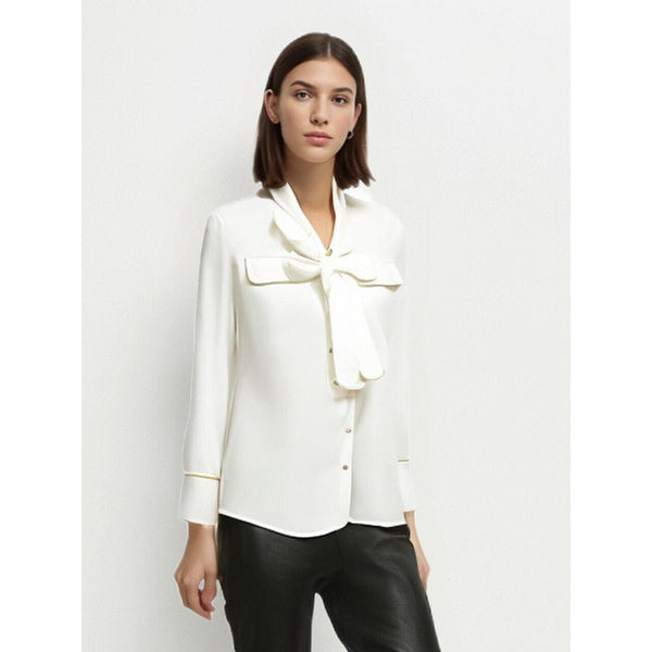 The Nadine Bow Tie Blouse - White Luke + Larry 