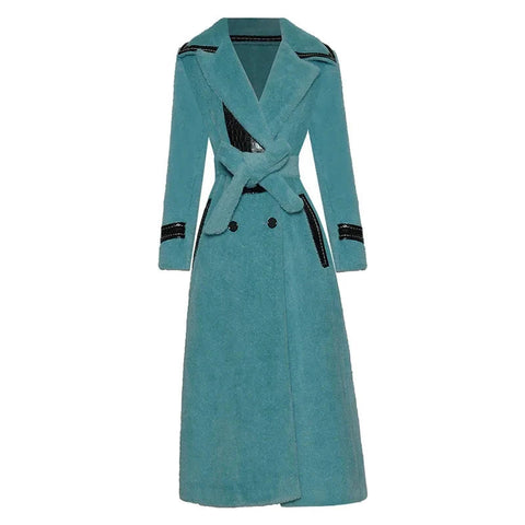 The Dorian Long sleeve Belted Trench Coat Saint Ashley Sea Green S 