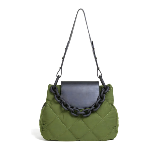 The Merritt Chainlink Quilted Handbag Purse - Multiple Colors 0 SA Styles Olive 