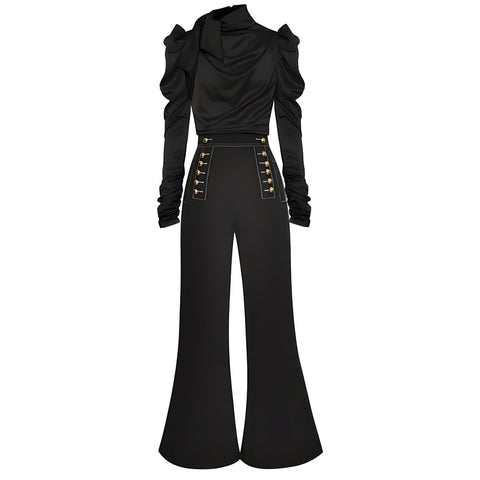 The Lucretia Long Sleeve Jumpsuit - Multiple Colors SA Formal Black S 