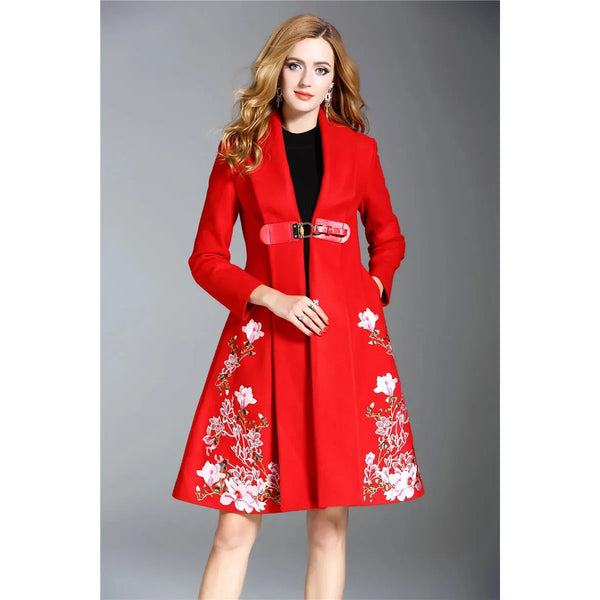 The Crimson Long Sleeve Embroidered Coat Saint Ashley 