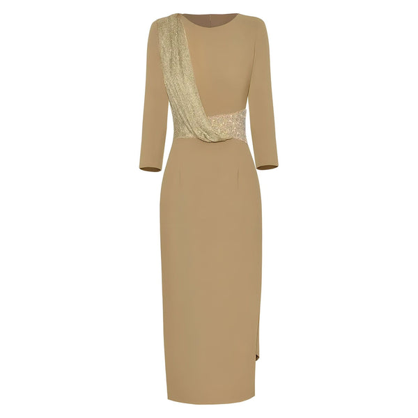 The Kira Slim Fit Sequin Dress SA Formal Khaki S 