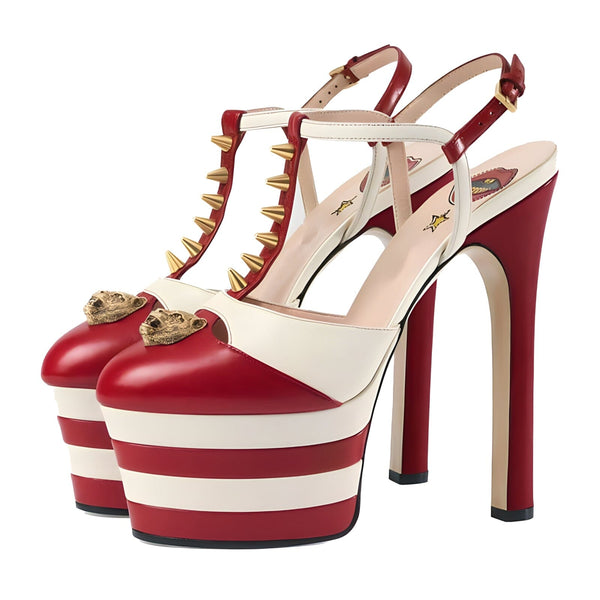 The Amari Platform Studded High Heel Pumps - Multiple Colors 0 SA Styles Red EU 34 / US 4.5 