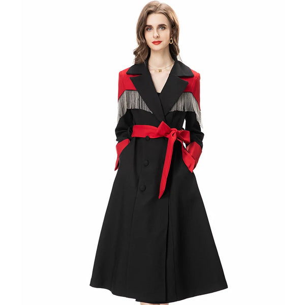 The Alaric Long Sleeve Tassels Trench Coat Saint Ashley 