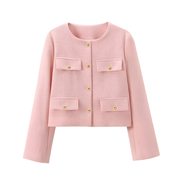 The Livia Long Sleeve Coat Saint Ashley Pink XS 