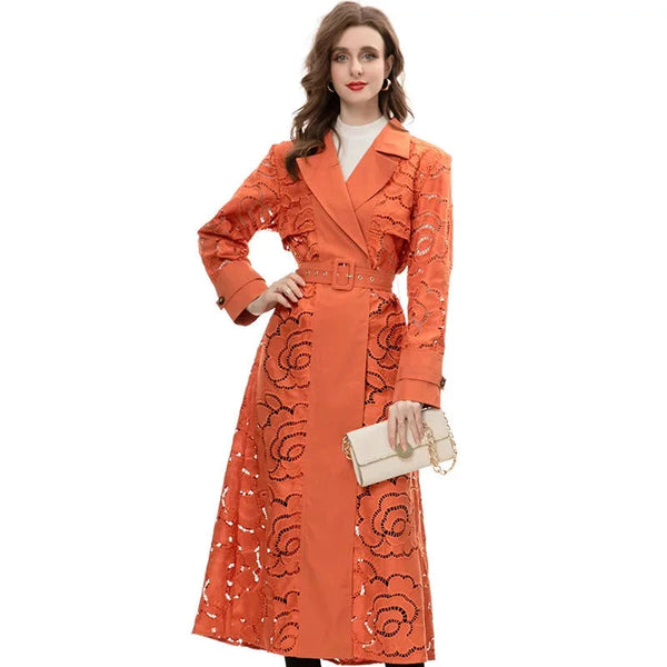 The Serilda Embroidered Lapel Trench Coat Saint Ashley 