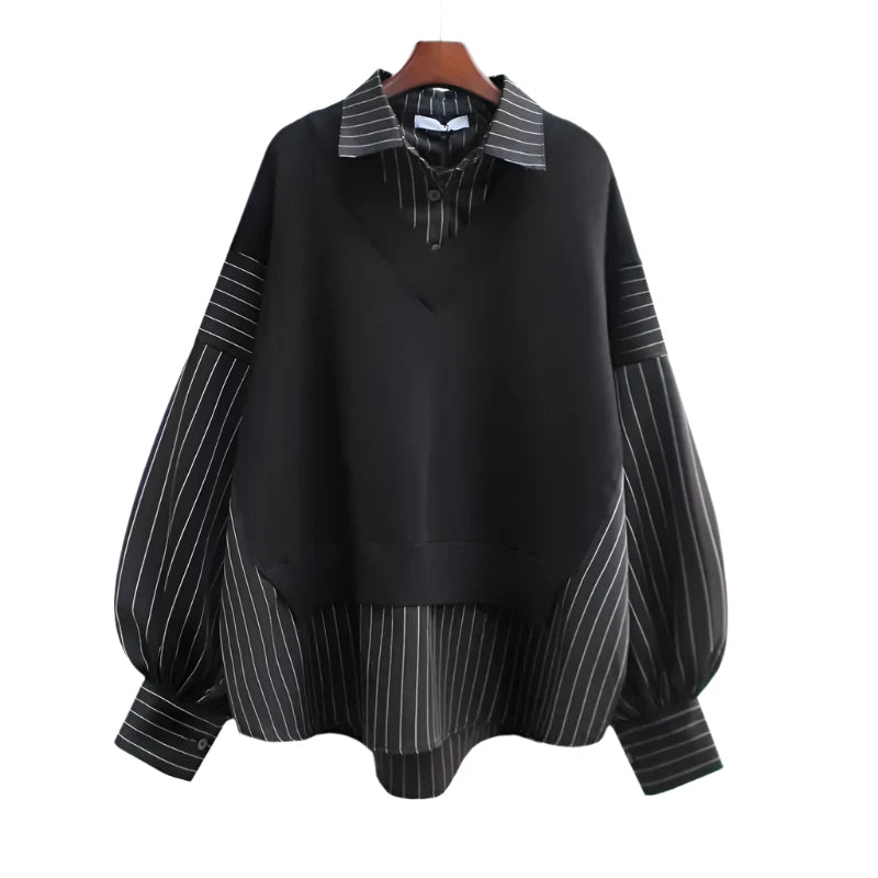 The Lucille Long Sleeve Blouse Saint Ashley Black L 