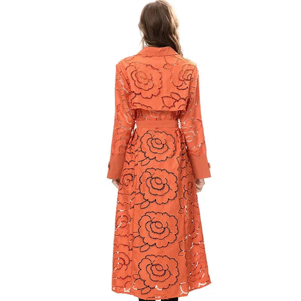 The Serilda Embroidered Lapel Trench Coat Saint Ashley 