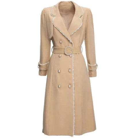 The Demetria Long Sleeve Trench Coat Saint Ashley Beige S 