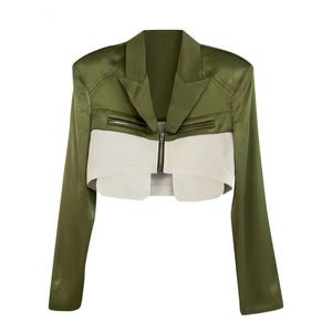 The Tracy Cropped Long Sleeve Blazer - Multiple Colors 0 SA Styles Green One Size 