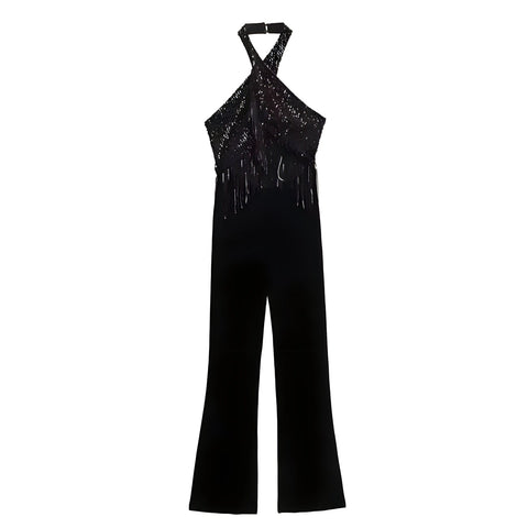 The Doria Sequin Velvet Jumpsuit SA Formal S 