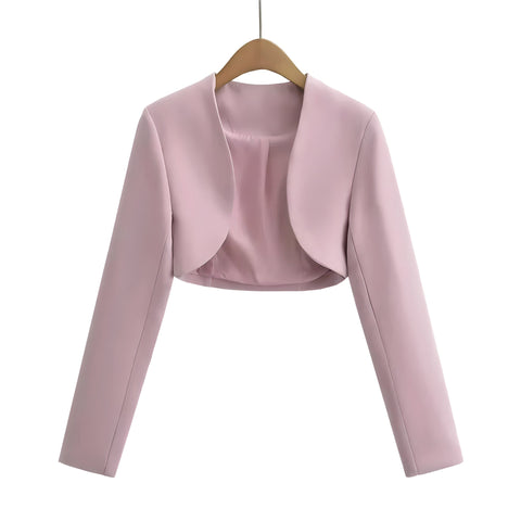 The Vivienne Long Sleeve Cropped Blazer - Multiple Colors SA Formal Pink S 