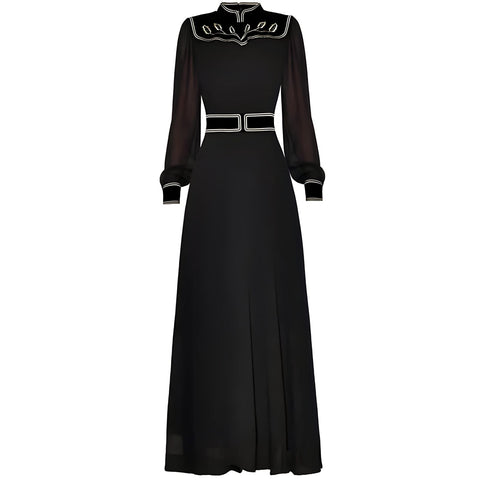 The Perdita Long Lantern Sleeve Embroidered Dress SA Formal S 