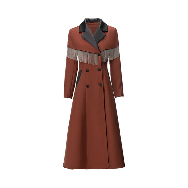 The Alaric Long Sleeve Tassels Trench Coat Saint Ashley Camel S 