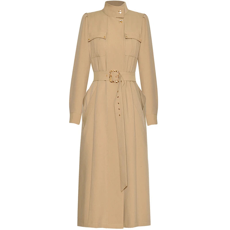 The Ianthe Long Sleeve Trench Coat Saint Ashley Khaki S 