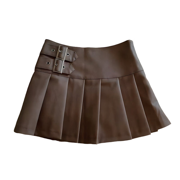 The Hestia Faux Leather Mini Skirt - Multiple Colors SA Formal Coffee XXL 