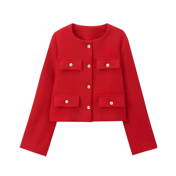 The Livia Long Sleeve Coat Saint Ashley Red XS 