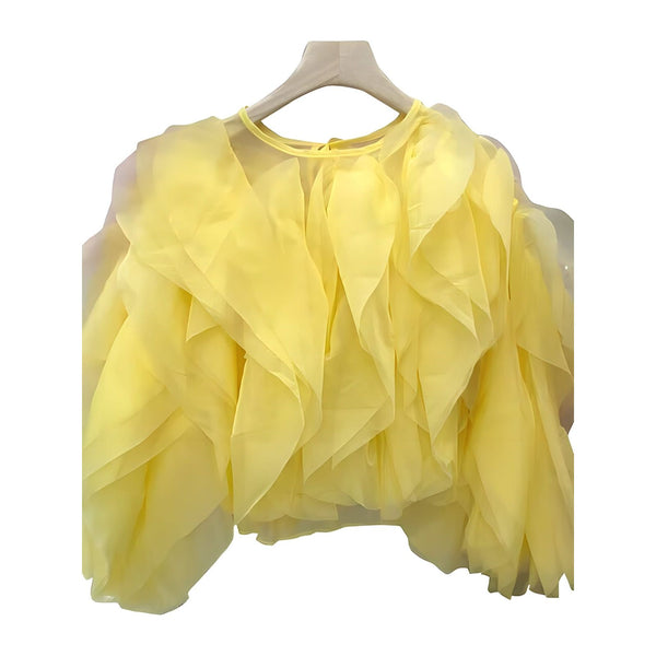 The Wisp Long Sleeve Chiffon Blouse - Multiple Colors 0 SA Styles Yellow S 