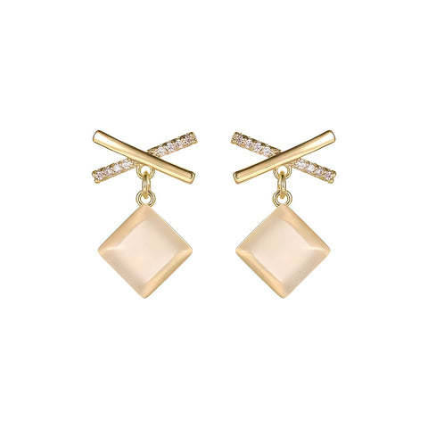 The Stone Cross Block Pendant Earrings SA Formal 