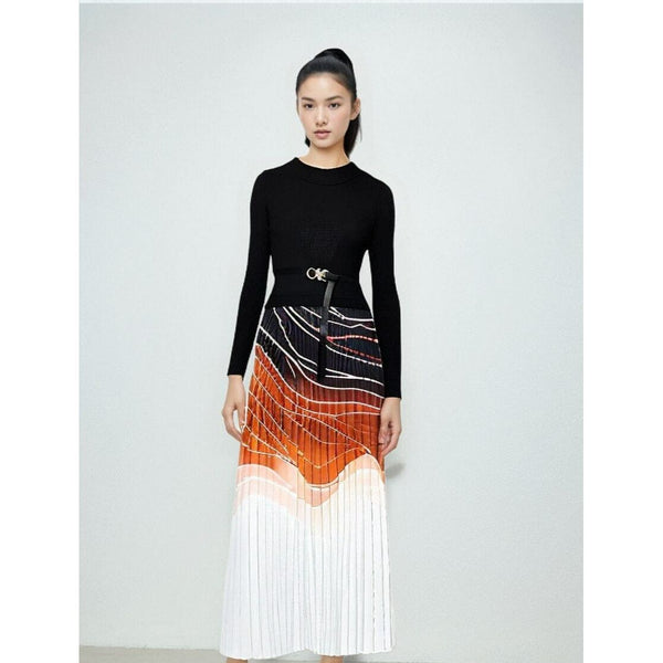 The Cyra Long Sleeve Pleated Dress SA Studios 