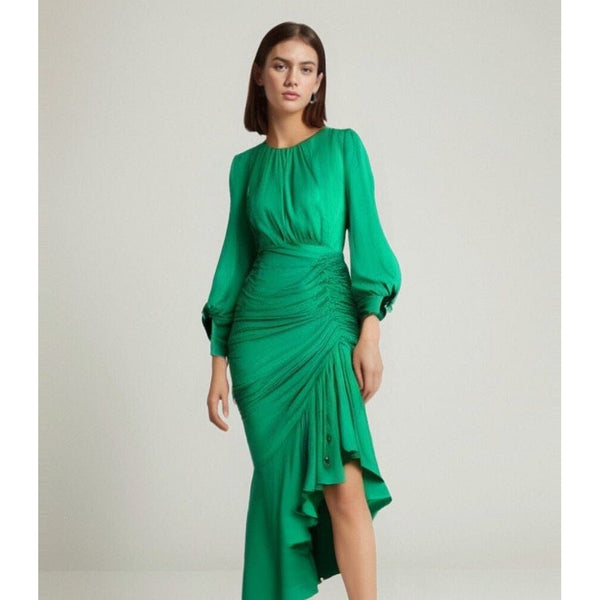 The Emerald Ruched Long Sleeve Dress 0 SA Styles 