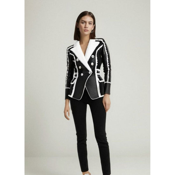 The Everest Faux Fur Vegan Leather Blazer RoseLily Store 