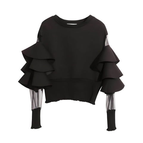 The Bella Ruffled Long Sleeve Blouse - Jet Black Shop5798684 Store S 