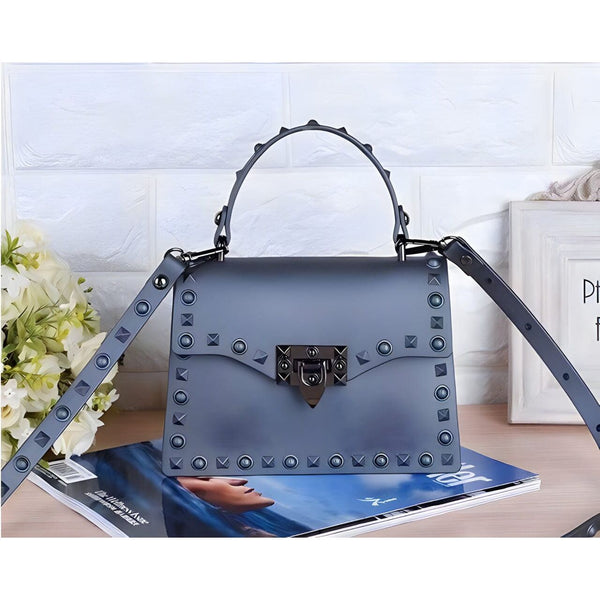 The Torino Studded Handbag Purse - Multiple Colors Luke + Larry Blue 