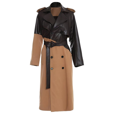 The Espresso Long Sleeve Spliced Trenchcoat SA Studios L 