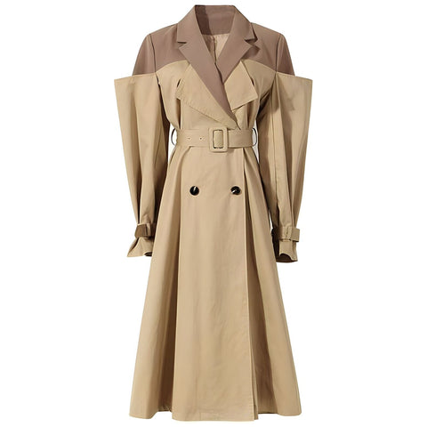 The Cappuccino Long Sleeve Spliced Trenchcoat SA Studios M 