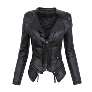 The Clara Faux Leather Moto Jacket Luke + Larry XXS 