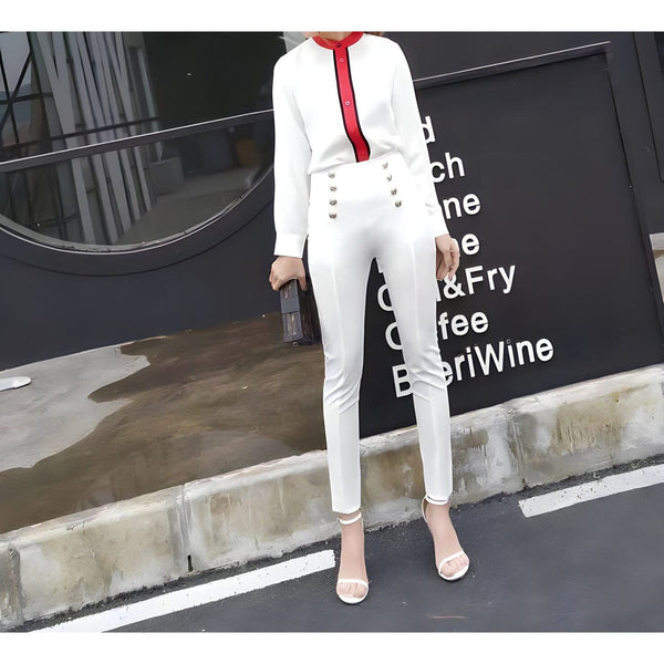 The Veronica Pencil Pants Trousers - Multiple Colors HARLEYFASHION Official Store White S 