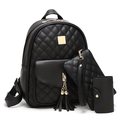 The Claire Quilted Shoulder Bag Backpack Luke + Larry Black 