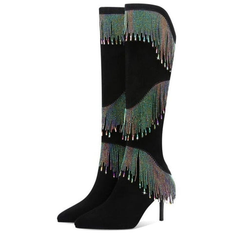 The Dallas Rhinestone Tassel Knee-High Boots 0 SA Styles 33 