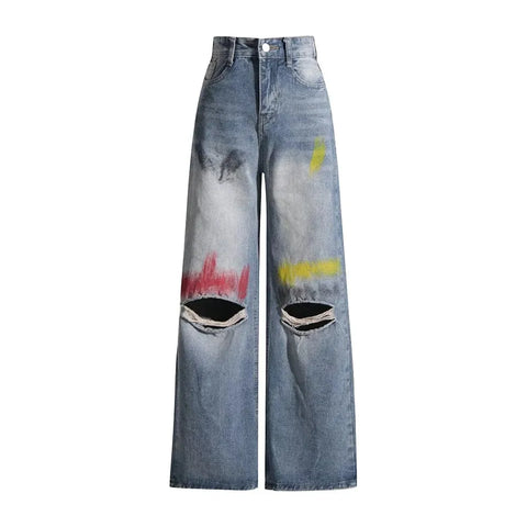 The Pastel High-Waisted Distressed Denim Pants 0 SA Styles S 