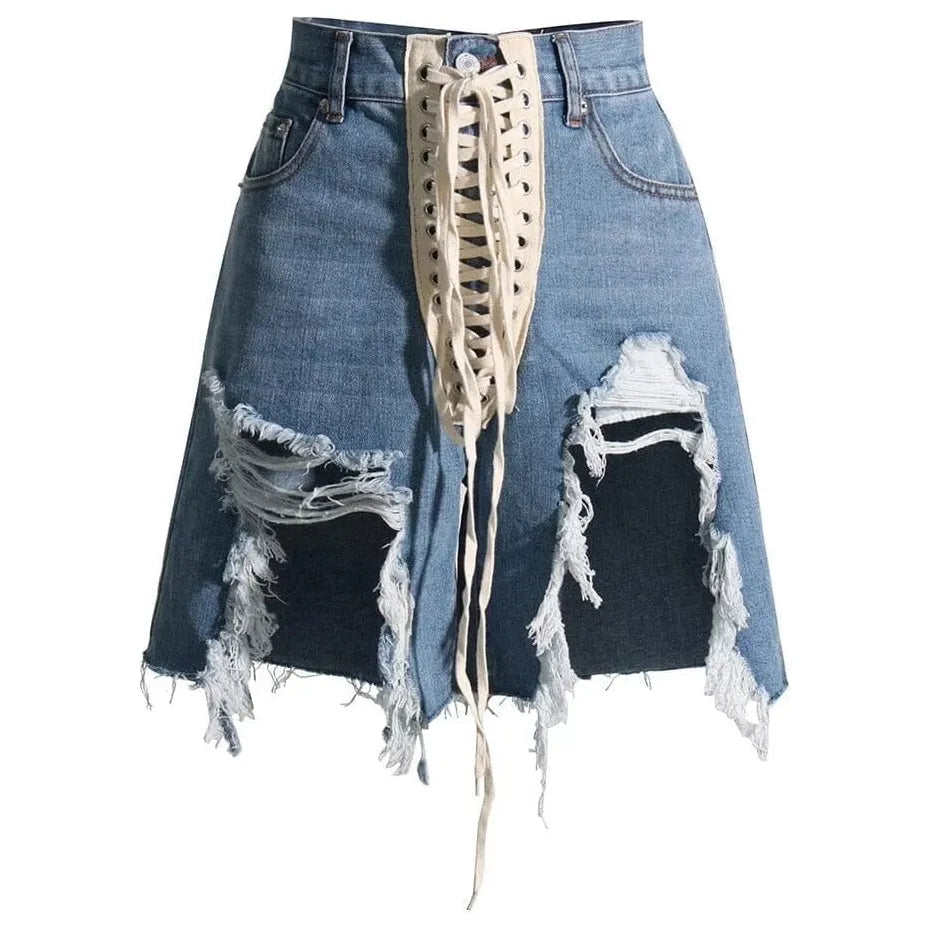 The Peyton High Waist Distressed Denim Shorts 0 SA Styles S 