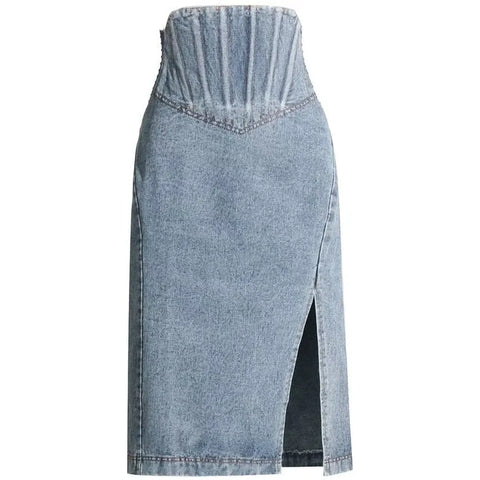 The Shelby High Waist Denim Skirt 0 SA Styles S 