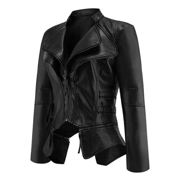 The "Clara" Faux Leather Moto Jacket Luke + Larry 