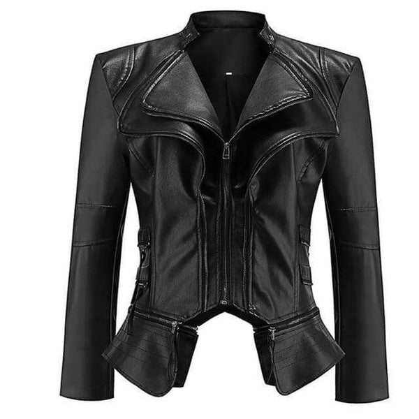 The "Clara" Faux Leather Moto Jacket Luke + Larry 