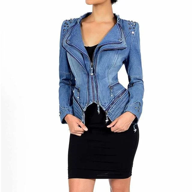 The Rochester Denim Biker Moto Jacket - Multiple Colors Luke + Larry S Blue 