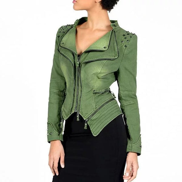 The Rochester Denim Biker Moto Jacket - Multiple Colors Luke + Larry S Green 