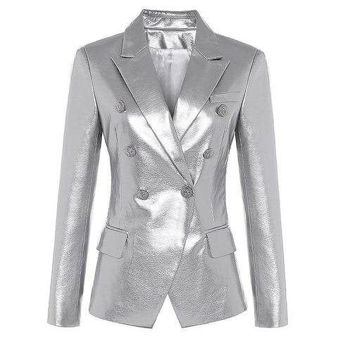 The "Margot" Faux Leather Blazer - Platinum Shop5798684 Store XS 