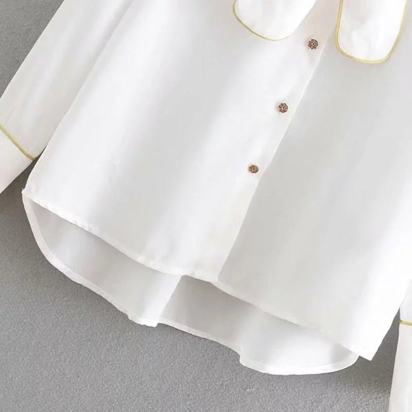 The Nadine Bow Tie Blouse - White Luke + Larry 